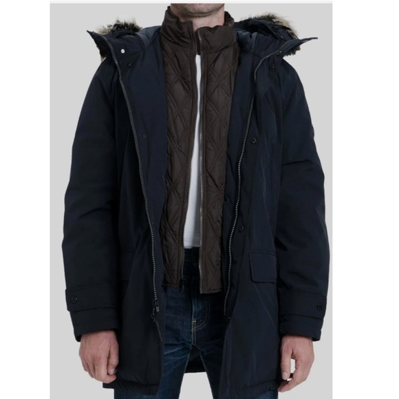 MICHAEL KORS Men's Hooded Jacket Blue Size LT Big & Tall Faux-Fur Parka … - Picture 5 of 12